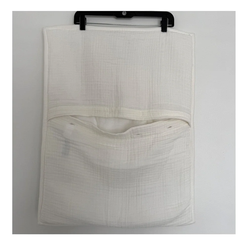 West Elm Standard Pillow Sham White 100% Cotton Gauze Quilted Coastal Minimalism